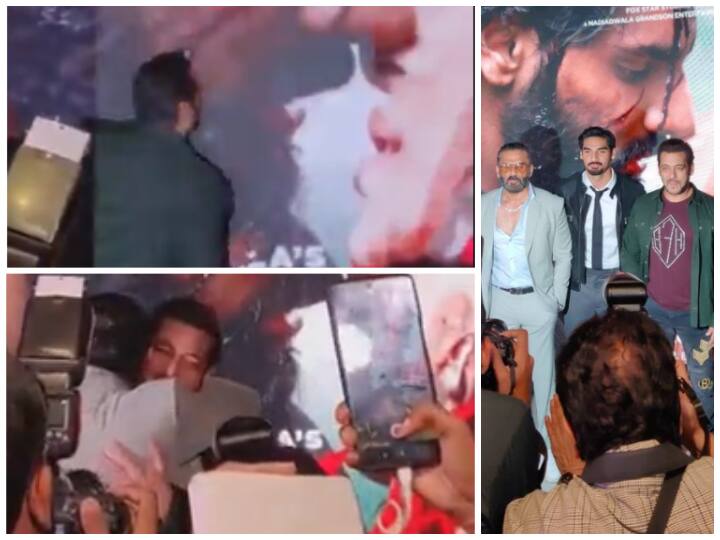 Salman Khan Kisses Ahan Shetty Tadap Poster, Emotional Suniel Shetty Gives Him A Tight Hug- Inside Video Salman Khan Kisses Tadap Poster, Emotional Suniel Shetty Gives Him A Tight Hug- Inside Video