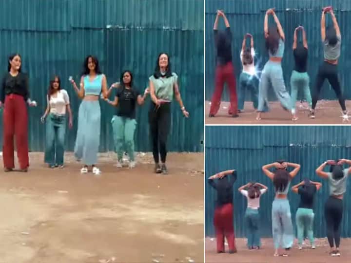 Disha Patani dance video with the girl gang is viral on social media Disha Patani Video: शूटिंग से मिला वक्त तो सेट पर Disha Patani ने किया जोरदार डांस, वायरल हुआ वीडियो