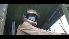 ST Workers Strike :  चक्क हेल्मेट घालून चालवली एसटी