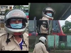 ST Workers Strike :  चक्क हेल्मेट घालून चालवली एसटी