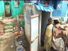 சிவகங்கையில் கனமழையால் இடிந்த மூதாட்டி வீடு...! - சமையலறையாக மாறிய கழிவறை
