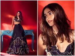 Ananya Panday Photos: ब्लैक लहंगा-चोली में अनन्या पांडे ने गिराईं हुस्न की बिजलियां, एक्ट्रेस ने टेबल का सहारा लेकर दिया ग्लैमरस पोज