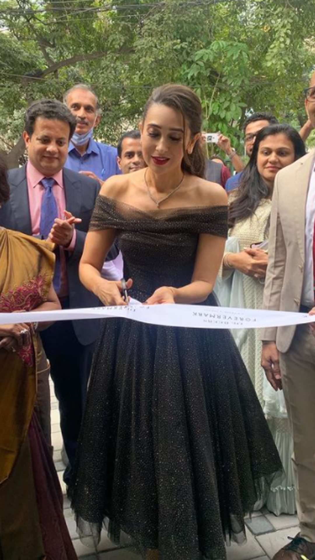 Karisma Kapoor wears a black designer gown to a Forevermark event