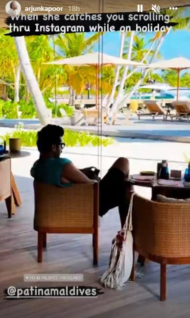 Arjun shared a picture in which he can be seen lounging around, sunk in a chair with his phone. He wrote, 