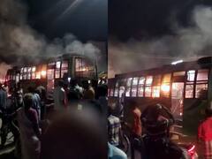 தறிகெட்டு ஓடிய தனியார் பேருந்தால் விபத்து - ஆட்டோ டிரைவர் இந்ததால் பேருந்துக்கு தீ வைப்பு