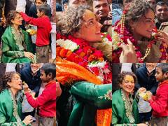 Kangana Ranaut Photo: बांके बिहारी मंदिर में माथा टेकने पहुंची Kangana Ranaut, भरी भीड़ में किए ठाकुर जी के दर्शन
