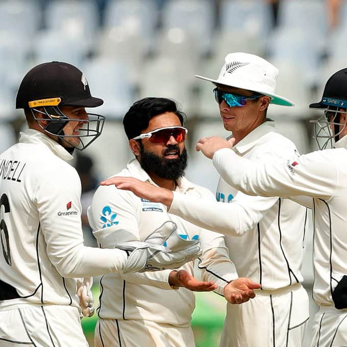 IND vs NZ: Azaz becomes first New Zealand bowler to take 10 wickets in a single innings in a Test IND vs NZ: ન્યૂઝિલેન્ડ તરફથી ટેસ્ટમાં એક જ ઇનિંગમાં 10 વિકેટ ઝડપનાર પ્રથમ બોલર બન્યો એઝાઝ