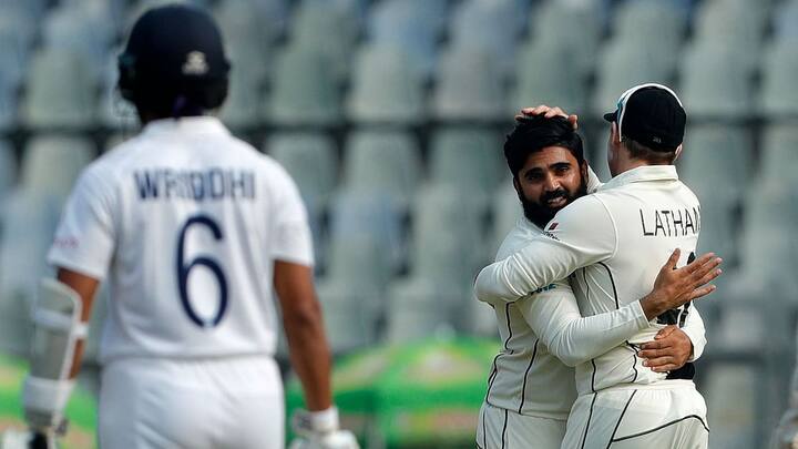 भारत विरुद्ध न्यूझीलंड यांच्यात दुसरा कसोटी सामना मुंबईच्या वानखेडे स्टेडियमध्ये खेळला जातो. (photo tweeted by : @BLACKCAPSI)