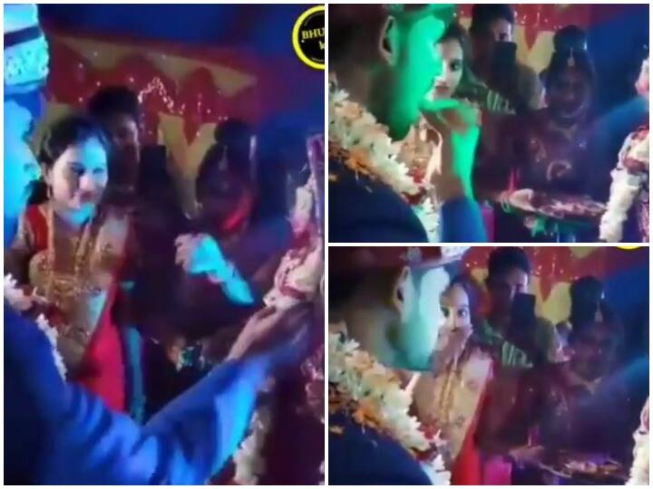 Viral Video : Groom offer rasgulla to bride, but bride deny to take it, watch what happened after this Viral Video: दुल्हन को खाने के लिए दिया रसगुल्ला, इंकार करने पर दूल्हे ने जो किया वो देखकर सबको लगा झटका, वीडियो वायरल