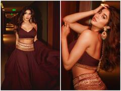 Janhvi Kapoor Photos: .वाइन कलर के लहंगे में जाह्नवी कपूर का दिलकश अंदाज देख फैंस के दिलों की धड़कनें हुई तेज, क्या आपने देखीं स्टनिंग फोटो?