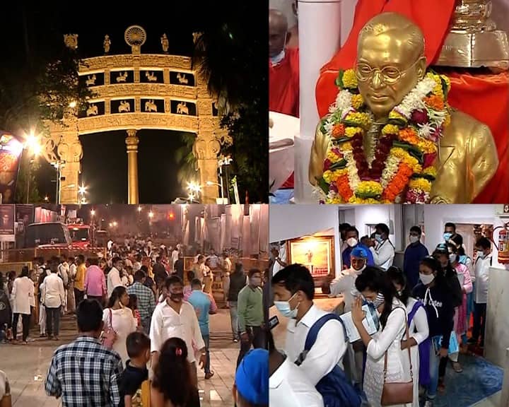 Dr Babasaheb Ambedkar Mahaparinirvan Din  News Updates special facility from Mumbai Local Railways on occasion of Mahaparinirvan Day Mahaparinirvan Din : भारतरत्न डॉ बाबासाहेबांना अभिवादन करण्यासाठी चैत्यभूमीवर रांगा, मुंबई लोकलकडून विशेष सेवा 