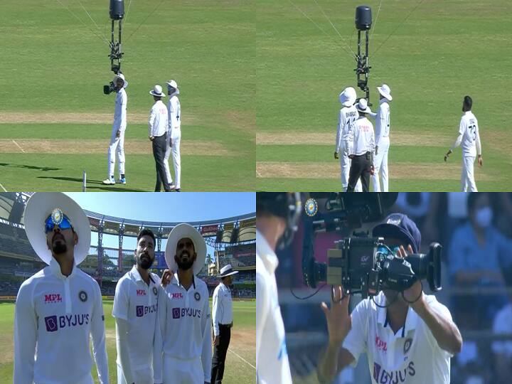 Watch Video: Indian Players Have Fun With ‘Stuck’ Spider Cam On Day 3 Of Mumbai Test Watch Video: பறக்கும் ஸ்பைடி , தரை இறங்கியது எப்படி? ஆராய்ச்சி செய்த இந்திய கிரிக்கெட் வீரர்கள்..
