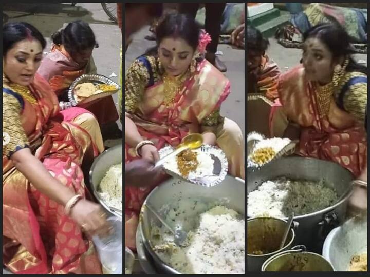 Woman distributes leftover food from wedding, inspires netizens ‛ஐயமிட்டு உண்...’ திருமணத்தில் மீதமான உணவை வீடற்றவர்களுக்கு கொடுத்த பெண்!