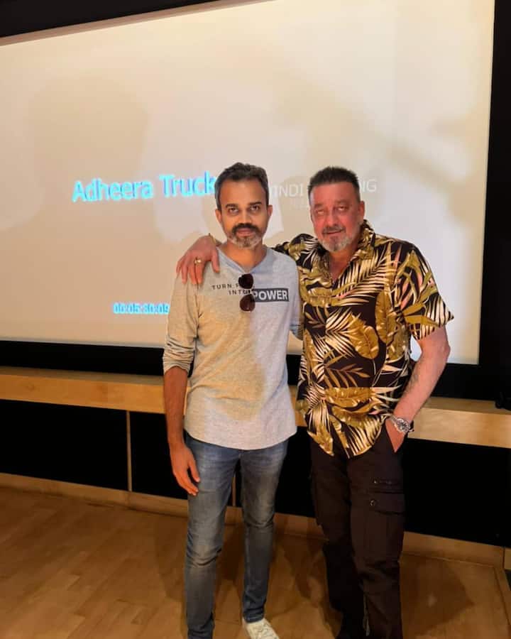 Sanjay Dutt, who will be seen portraying the role of the lead antagonist Adheera in the movie, has recently shared some pictures from his dubbing session. (Image courtesy - @duttsanjay/Instagram)