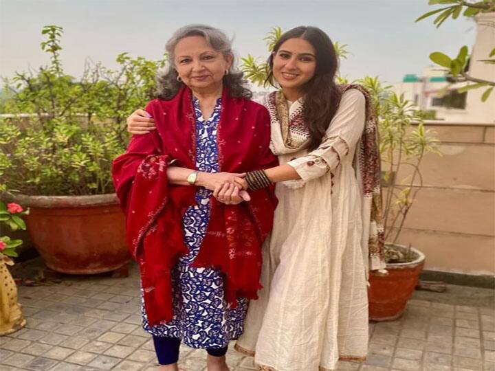 Sara Ali Khan gave birthday wishes to grandmother sharmila tagore, share beautiful pictures with her Sara Ali Khan हैं दादी Sharmila Tagore की लाडली, पोती ने स्पेशल अंदाज में किया बर्थडे विश, सामने आई खूबसूरत तस्वीर