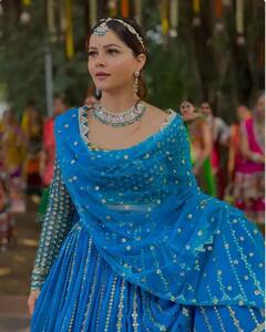 PHOTO : निळा लेहंगा अन् साजिरं रुप; स्टाईल स्टेटमेंटमुळे Rubina Dilaik चर्चेत!