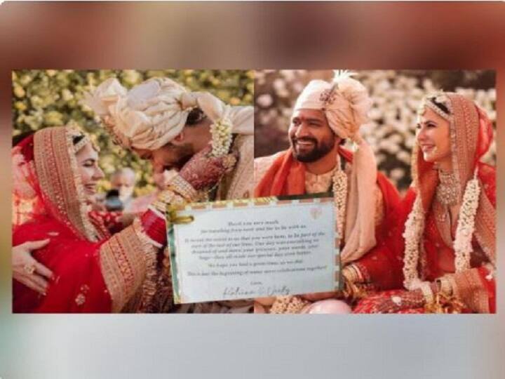 Pic of 'thank you' note for guests at Katrina-Vicky's wedding goes viral Katrina Kaif Vicky Kaushal | வைரலான ’நன்றி’ குறிப்பு... நெகிழ்ந்து உருகிய கத்ரீனா - விக்கி கெளஷல்