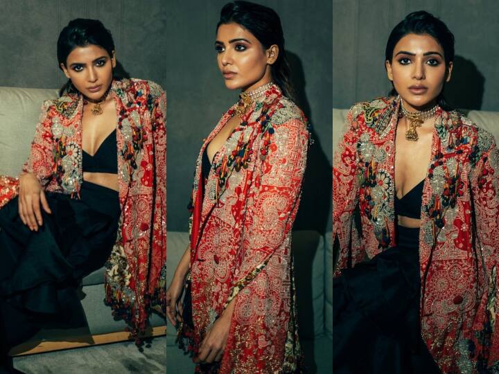 सामंथा रूथ प्रभु (Samantha Ruth Prabhu) ने हाल ही में ब्लैक टॉप और स्कर्ट में लेटेस्ट फोटोज शेयर की हैं. सामंथा ने रेड कलर का स्टॉल भी कैरी किया है. सामंथा का यह लुक बेहद स्टाइलिश है.