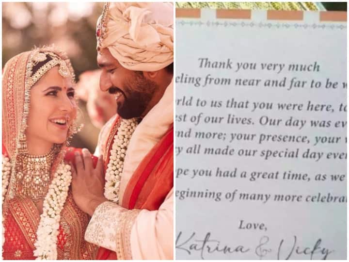 Katrina Kaif and Vicky Kaushal send off wedding guests with 'sweet' surprise - Pics inside Vicky Kaushal Katrina Kaif: विक्की-कैट ने फिर जीता सबका दिल, मेहमानों को भेजा गुड बाय नोट के साथ प्यारा सा गिफ्ट