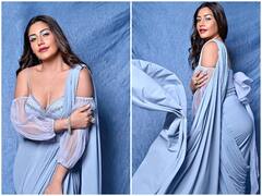 Surbhi Chandna Photos: ब्लू साड़ी, कजरारी आंखे और खुले बालों में कयामत ढा रहीं सुरभि चंदना, स्टनिंग लुक को देख फैंस ने कहा- साड़ी क्वीन