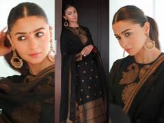 Alia Bhatt Photos: ब्लैक ड्रेस में आलिया का अनारकली जैसा लुक, माथे की काली बिंदी ने बढ़ाई चमक, मिरर के सामने एक्ट्रेस ने यूं दिया पोज