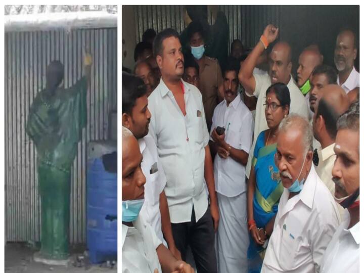 Thiruvannamalai: AIADMK protest against the statue of the late Chief Minister Jayalalithaa near the rubbish bin குப்பைத்தொட்டி அருகே மறைந்த முதல்வர் ஜெயலலிதா சிலை - கண்டனம் தெரிவித்து அதிமுக போராட்டம்