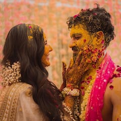 PICS: Katrina Kaif Looks Resplendent In A Sabyasachi Ivory Lehenga At Her Haldi Ceremony