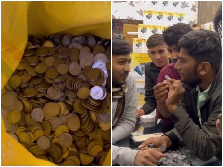 What happened when boy tried to buy iPhone 13 by giving 140000 coin in payment, watch full video Watch: क्या हुआ जब 1 लाख 40 हजार सिक्के देकर iPhone 13 खरीदने पहुंचा युवक