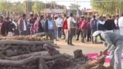 Visuals from Rajasthan's Jhunjhunu when mortal remains of Sqn Ldr Kuldeep Singh arrived