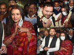 Tejashwi Yadav In Patna: तेजस्वी यादव पत्नी रेचल के साथ पहुंचे पटना, एयरपोर्ट पर ऐसे हुआ स्वागत, देखें तस्वीरें