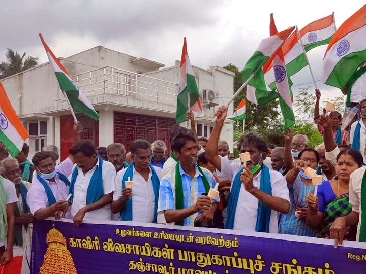 டெல்லி விவசாயிகள் போராட்டம் வெற்றி - புறாக்களை பறக்கவிட்டு நன்றி தெரிவித்த தஞ்சை விவசாயிகள்