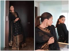 Alia Bhatt Photos: ब्लैक हैंडवॉवन ब्रोकेड सलवार सूट में आलिया भट्ट का दिखा खूबसूरत अंदाज, सादगी से फैंस को बनाया दीवाना