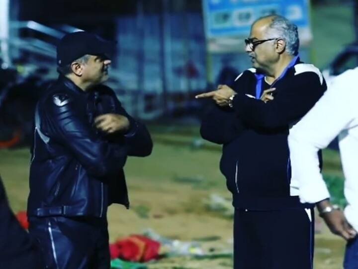 Actor Ajith Kumar, Boney Kapoor latest instagram video from Valimai shooting -Watch Ajith Latest Video: அஜித்துக்கு ஐடியா கொடுத்தாரா... அறிவுரை கொடுத்தாரா போனிகபூர்? அவரே பகிர்ந்த வீடியோ!
