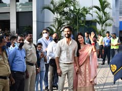 Katrina Kaif Vicky Kaushal Pics: கணவன், மனைவியாக மக்களை சந்தித்த கேத் - விக்கி...!