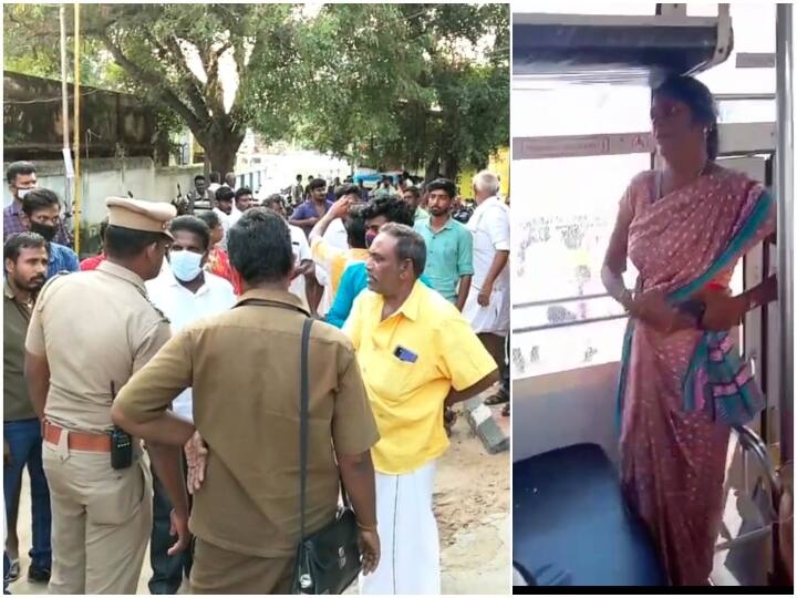 Vedasandur Woman intoxicated on government bus அரசு பஸ்ஸை அலற வைத்த போதை பெண்: போலீசில் கதறிய பயணிகள்... சாந்தியை சாந்தப்படுத்த முடியாத திக் திக் நிமிடங்கள்!
