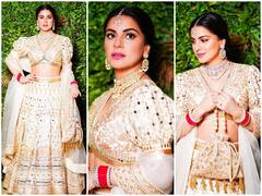 Shraddha Arya Photos: बेस्टी Ankita Lokhande की संगीत सेरेमनी में कुछ इस अंदाज में पहुंची नई-नवेली दुल्हन श्रद्धा आर्या, गोल्डन लहंगे में लगी बेहद खूबसूरत