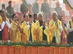 जेपी नड्डा के साथ अयोध्या पहुंचे बीजेपी शासित राज्यों के मुख्यमंत्री, सरयू घाट और हनुमानगढ़ी में की पूजा