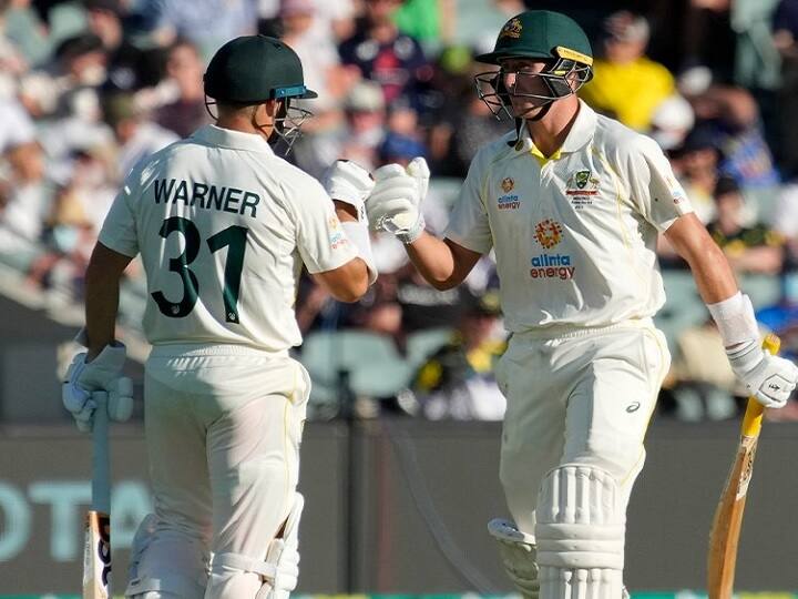 AUS vs ENG Australia scored 221 runs on the loss of two wickets David Warner and Marnus Labuschagne hits half centuries see first day highlights  AUS vs ENG: एडिलेड टेस्ट के पहले दिन ऑस्ट्रेलिया ने 2 विकेट खोकर बनाए 221 रन, लाबुशाने और वॉर्नर का शानदार प्रदर्शन 