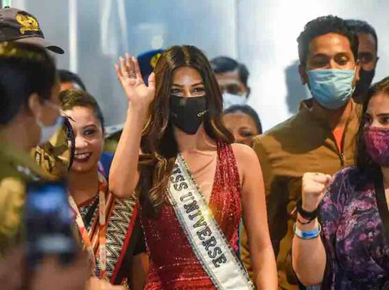 મિસ યુનિવર્સ હરનાઝ ભારત પહોંચી, કરાયુ ભવ્ય સ્વાગત