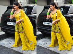 हवा में उड़ता जाए: पीले सूट पर हरी चूड़ियां पहन खूब सजीं अतरंगी Sara Ali Khan, हवा में लहराया गोटेदार दुपट्टा