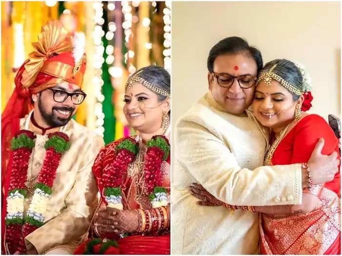 દિલીપ જોશીએ કપલનો ફોટો શેર કર્યો હતો. આ ફોટો સાથે બીજા એક ફોટોમાં કપલ લગ્નની પ્રતિજ્ઞા લેતા નજરે ચડી રહ્યા છે. દિલીપ જોશી અને તેમની ધર્મપત્ની તેઓની દીકરીને દુલ્હન તરીકે જોઈને ભાવુક થઈ ગયા હતા.