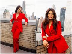 Priyanka Chopra Photos: कातिलाना निगाहें, खूबसूरत स्माइल और रेड पैंट सूट में प्रियंका चोपड़ा ने यूं ढाया सितम, देसी गर्ल का बॉसी लुक देख उड़े फैंस के होश