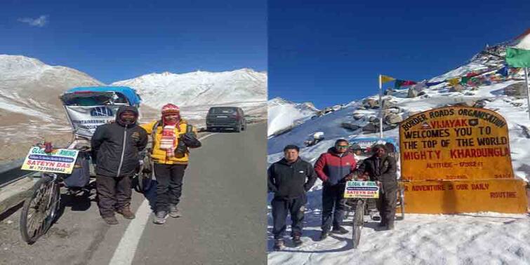 kolkata rajarhat gopalpur rickshaw puller satyen das returns home after completing journey to Ladakh North 24 Paraganas: যাত্রা শেষ, লাদাখ থেকে বাড়ি ফিরলেন রিকশা চালক সত্যেন দাস