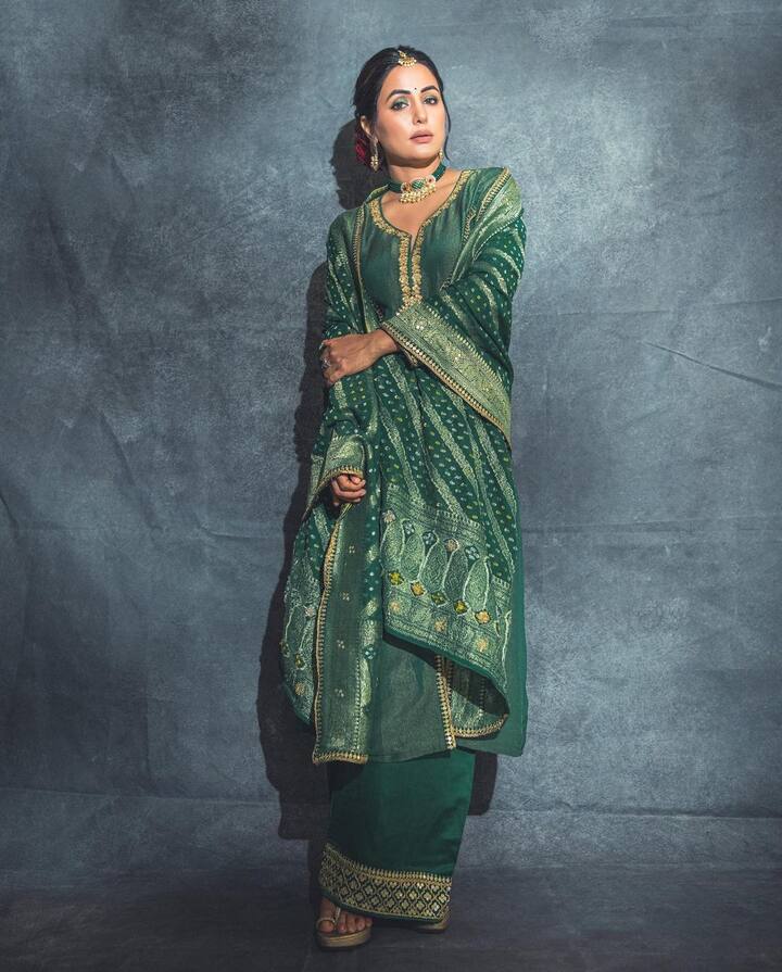 विविध फोटो व व्हिडिओच्या माध्यमातून ती चाहत्यांना सर्व अपडेट्स देत असते. (photo:realhinakhan/ig)