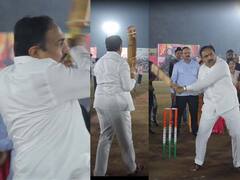 PHOTO : 'ये लगा सिक्सर...!' शाब्दिक फटकेबाजी करणाऱ्या जयंत पाटलांची मैदानातही फटकेबाजी!