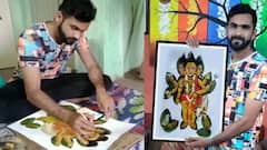 Palghar : कलेचा अप्रतिमा नमुना,पानांवर साकारली दत्तप्रतिमा कलाकृतीकरीता औदुंबराच्या पानाचा वापर