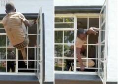 Watch: बड़ी ही आसानी से संकरी खिड़की से निकल गया चोर, देखने वालों ने कहा- हैरतअंगेज करतब!