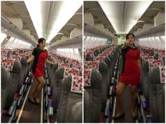 Watch: एयर होस्टेस ने खाली फ्लाइट में दिखाए जबरदस्त डांस मूव्स, सोशल मीडिया पर कायल हुए यूजर्स