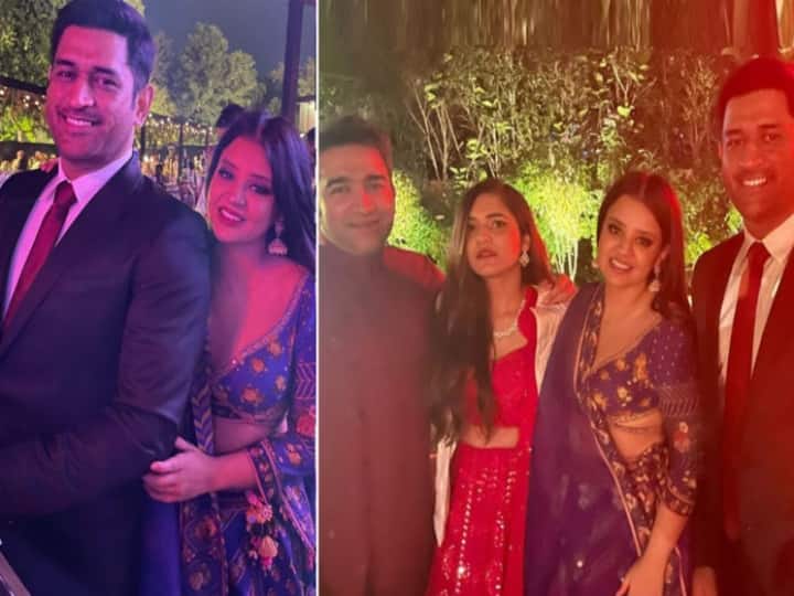 Sakshi singh Rawat posts image of Dhoni and herself attending marriage function in Jaipur and it goes viral in Instagram Watch Video | கோட் சூட்.. பளபள ப்ளேஸர்.. தோனியும், சாக்‌ஷி தோனியும் கலக்கும் ஈவண்ட்..