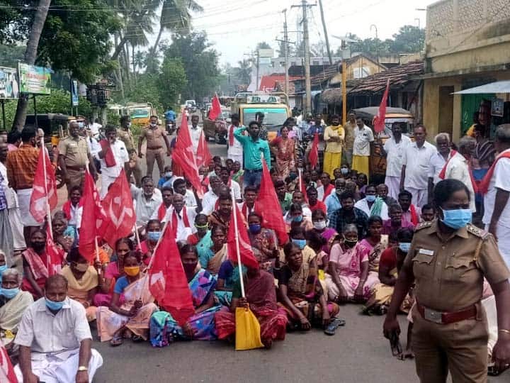 Thanjavur: Road blockade demanding buses to run to Kapistalam via Ayyampettai தஞ்சாவூர்: அய்யம் பேட்டை வழியாக கபிஸ்தலத்திற்கு பேருந்துகளை இயக்க கோரி சாலை மறியல்